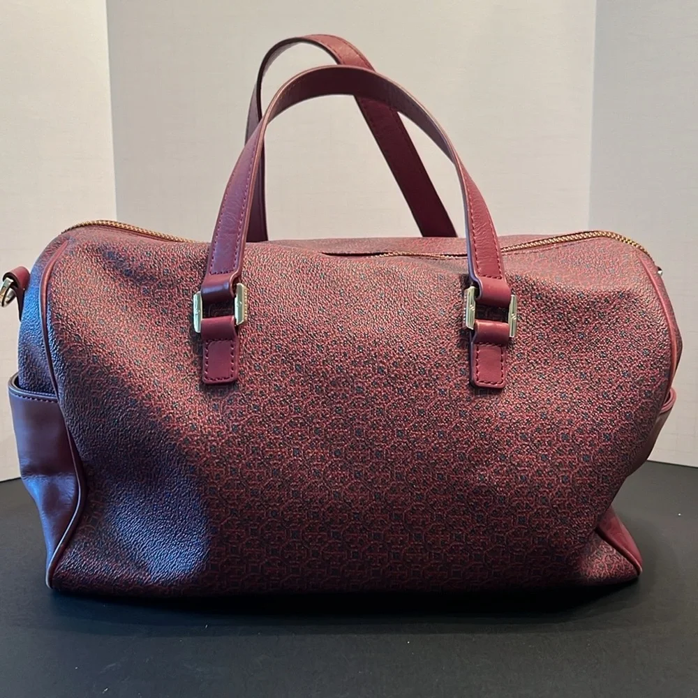 Tory Burch Doctor Bag Logo Pattern Burgundy